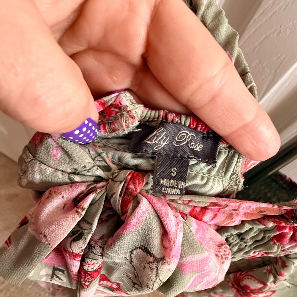 Lily Rose Green and Pink Floral Top - Picture 5 of 5